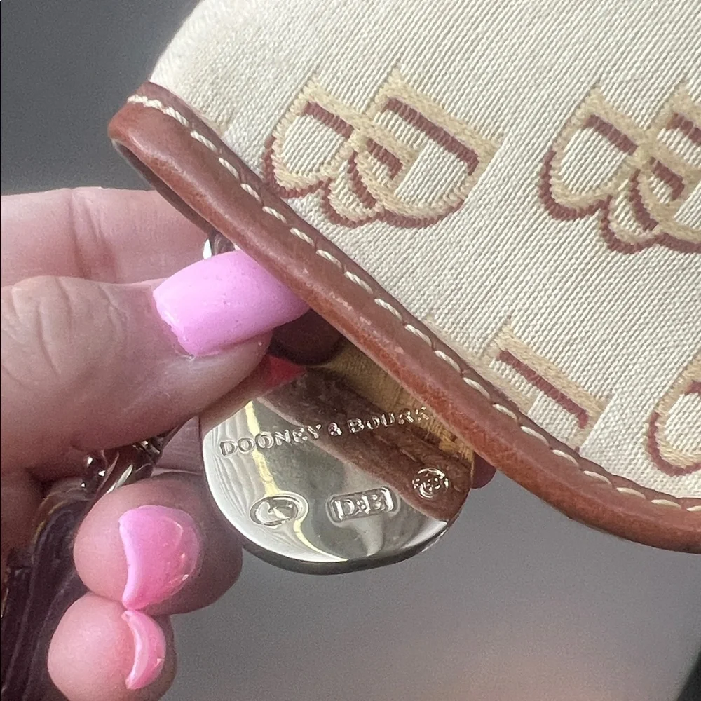 Dooney & Bourke Beige and Brown Monogram Wristlet - Picture 4 of 6